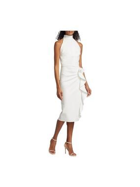 Chiara Boni La Petite Robe Teodorina Ruffled Sequin Stretch Midi Dress Size 14 (